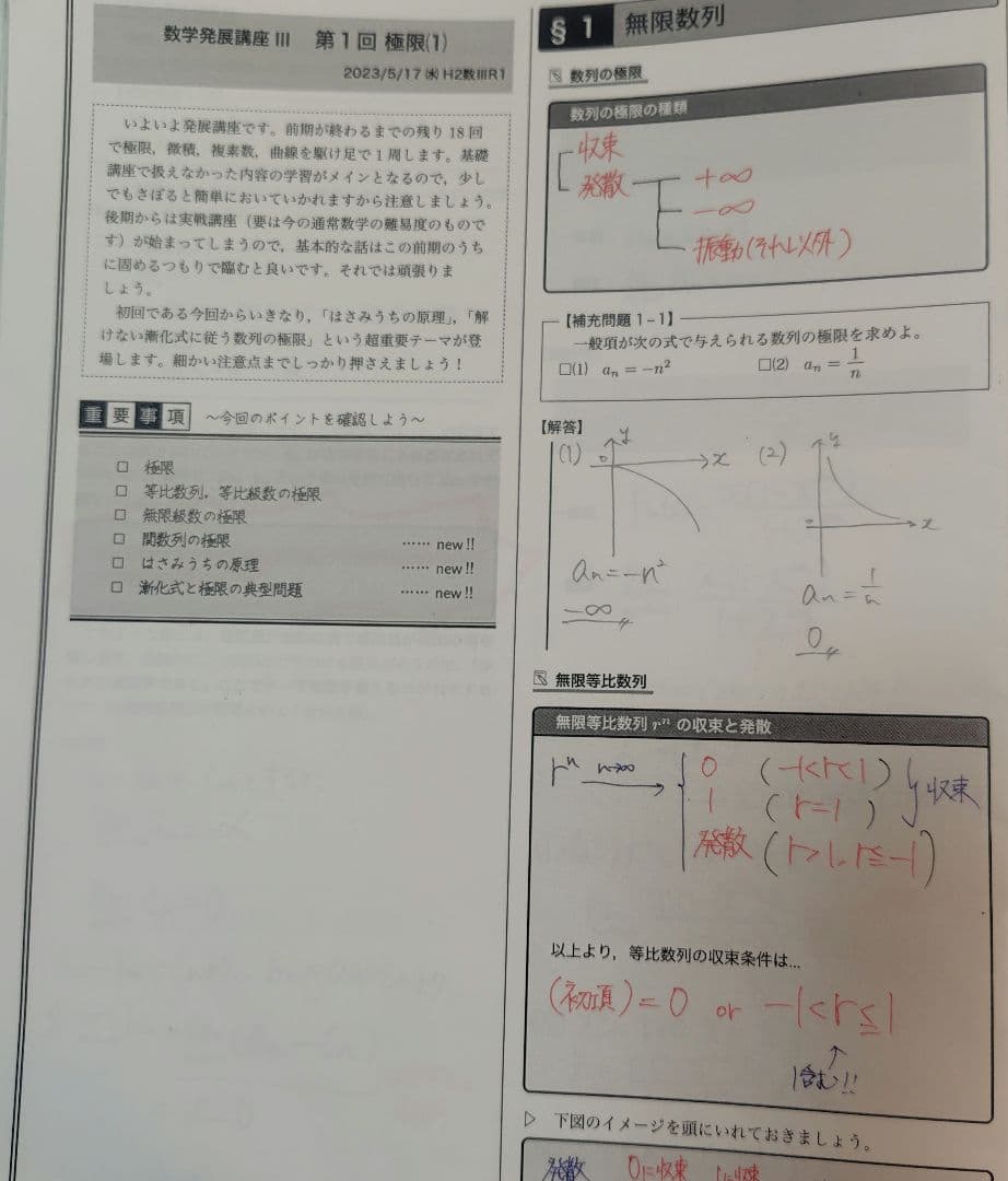 鉄緑会　高2数Ⅲセットテキスト&プリント（数学実践講座Ⅲ問題集のみありません）