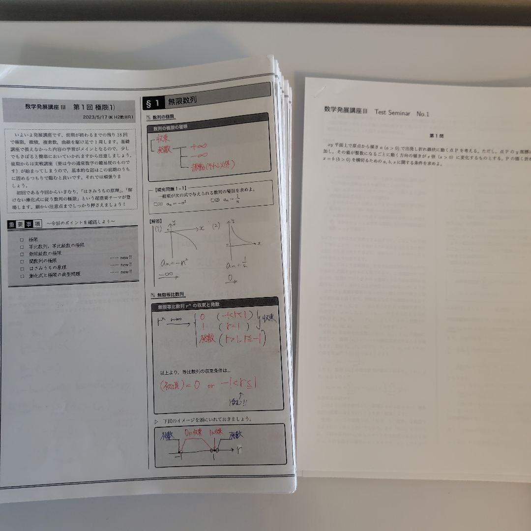 鉄緑会　高2数Ⅲセットテキスト&プリント（数学実践講座Ⅲ問題集のみありません）