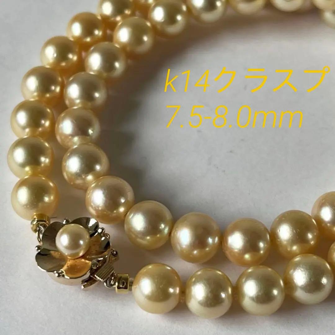 Sun様 k14刻印✨あこやゴールデンパール 7.5-8.0mm ネックレス