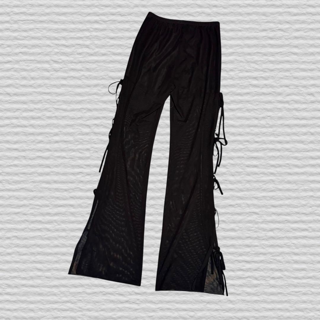 《fiction Tokyo》サイドリボンシアーフレアパンツ ブラック