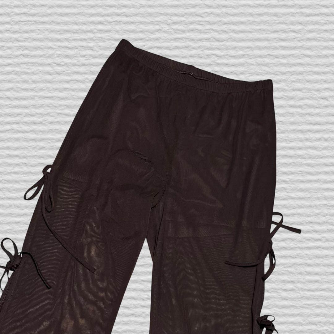 《fiction Tokyo》サイドリボンシアーフレアパンツ ブラック