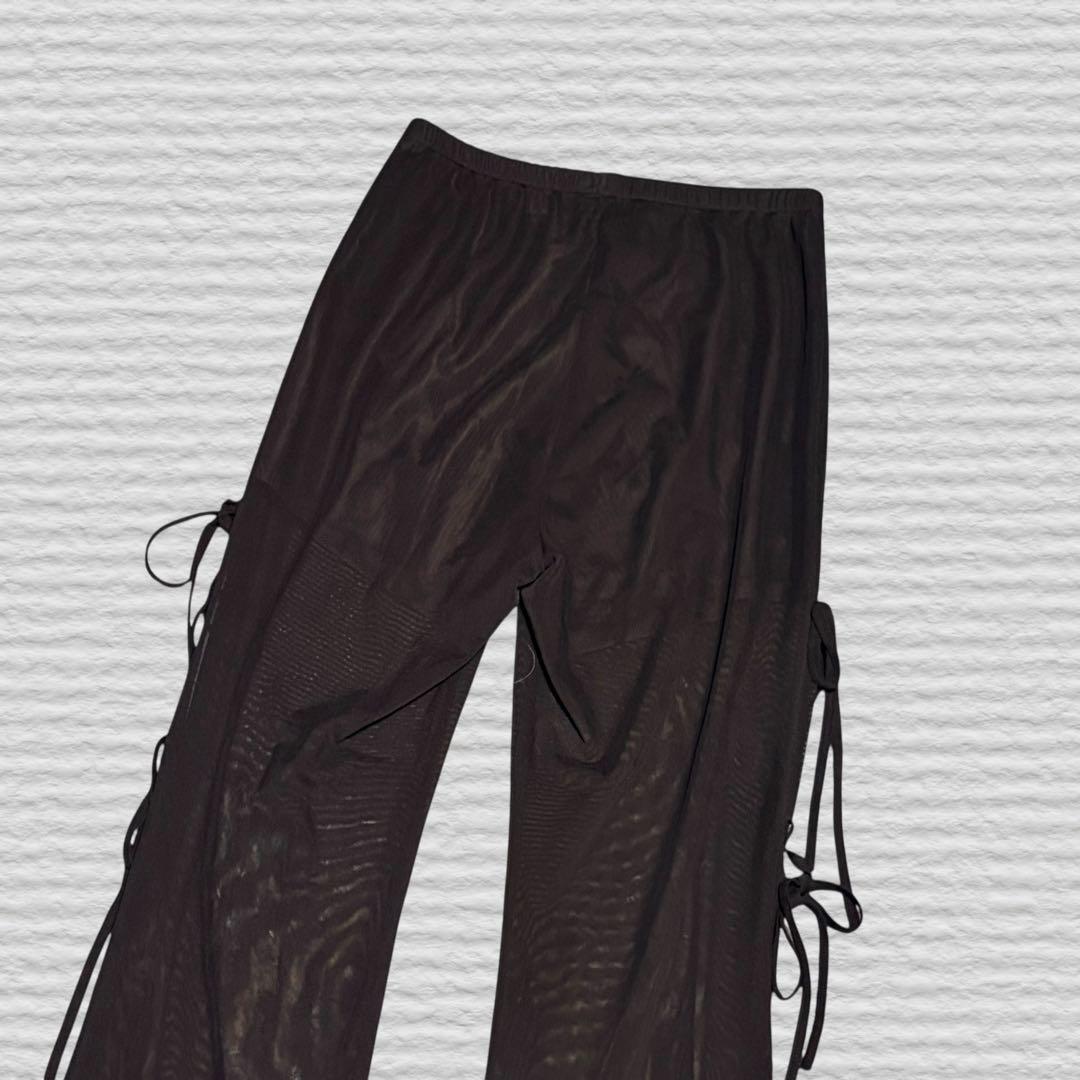 《fiction Tokyo》サイドリボンシアーフレアパンツ ブラック