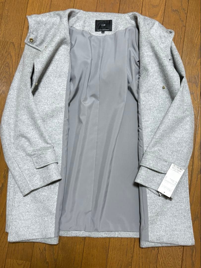 【未使用タグ付】23区ウールカシミヤビーバーフード付ショートコート