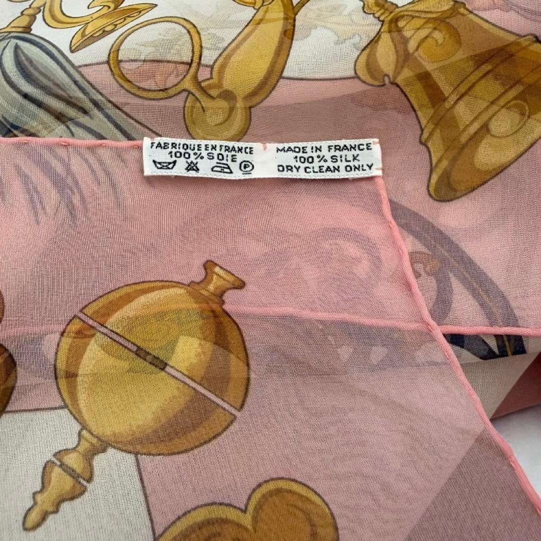 HERMES シルクモスリン ストール　羽飾りと鈴　174×89 大判