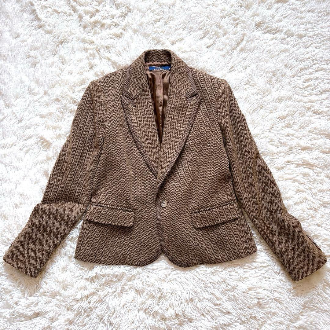 【K様】ポロラルフローレン　へリンボーンウールブレンド ジャケット　ブラウン　M