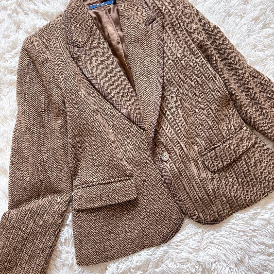 【K様】ポロラルフローレン　へリンボーンウールブレンド ジャケット　ブラウン　M
