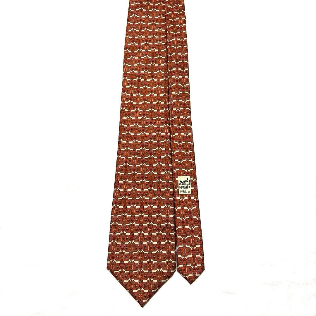 極美品　HERMES エルメス　ネクタイ　ペア馬柄　ハート柄　H柄　可愛い