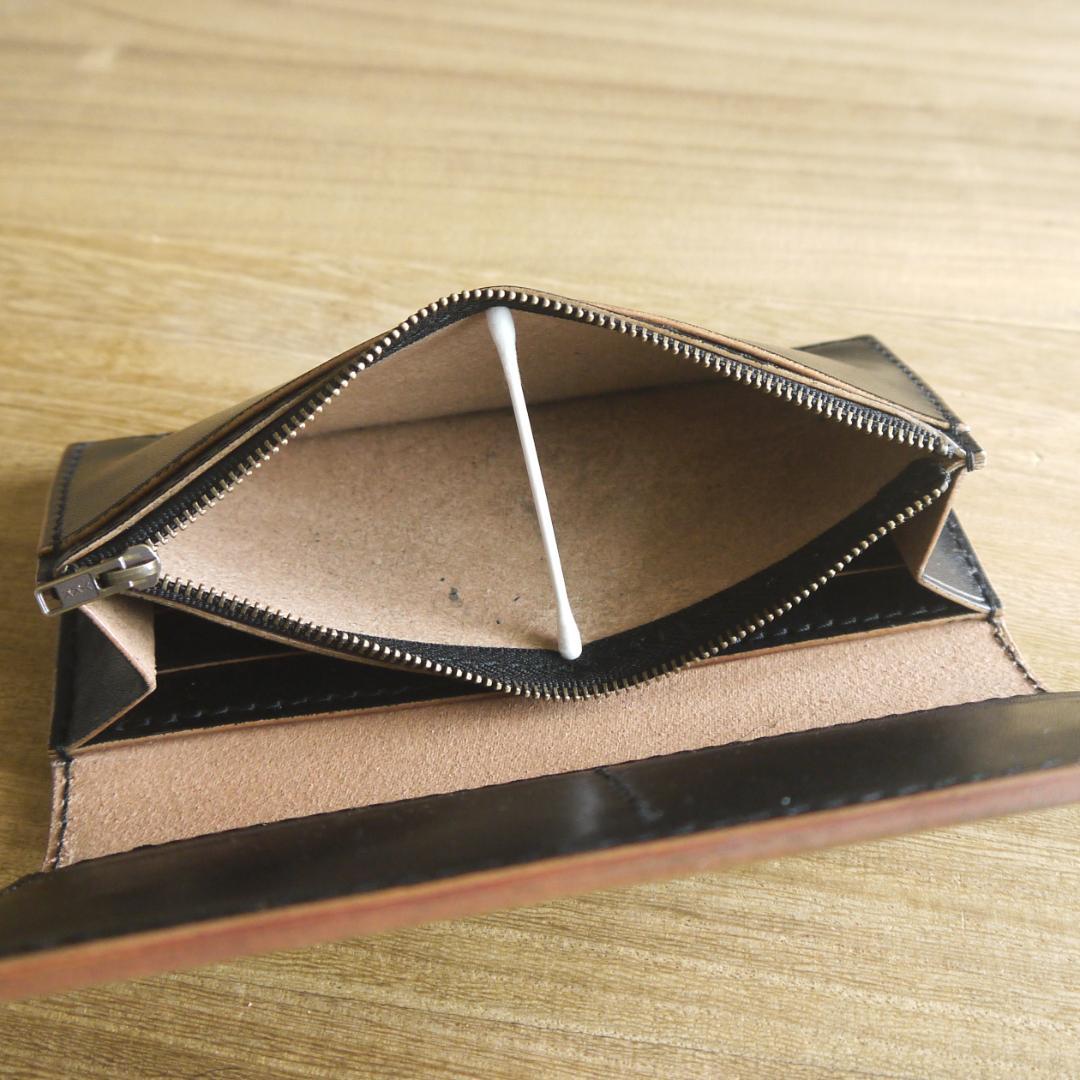 【ウーロン様】ヌメ革　栃木レザー　サドルレザー　ロングウォレット　二つ折り　黒