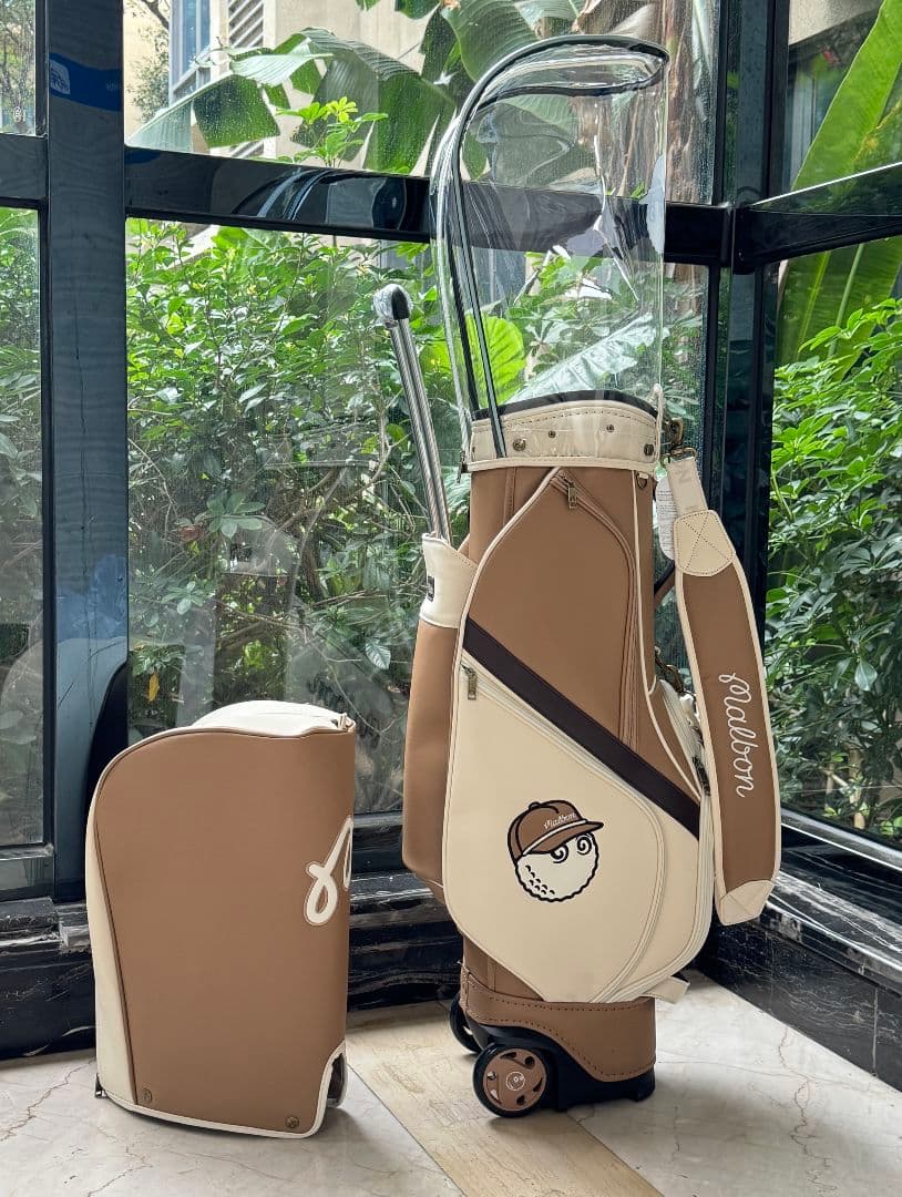 即発送現品限★Malbon Golf キャディバッグ ベージュキャスター付き