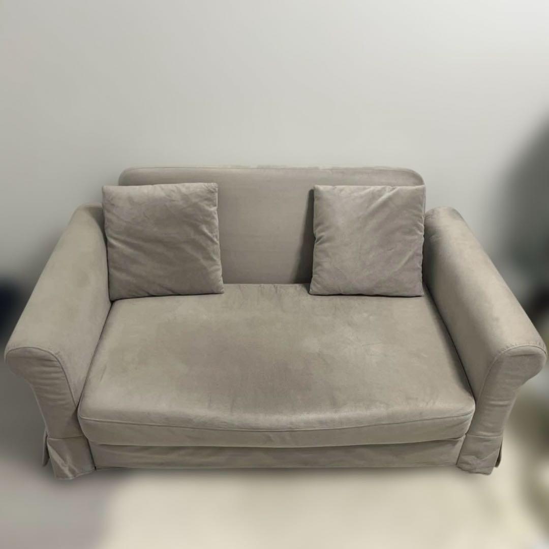 韓国インテリア風スカートソファ [幅128] ベージュ LOWYAソファベッド