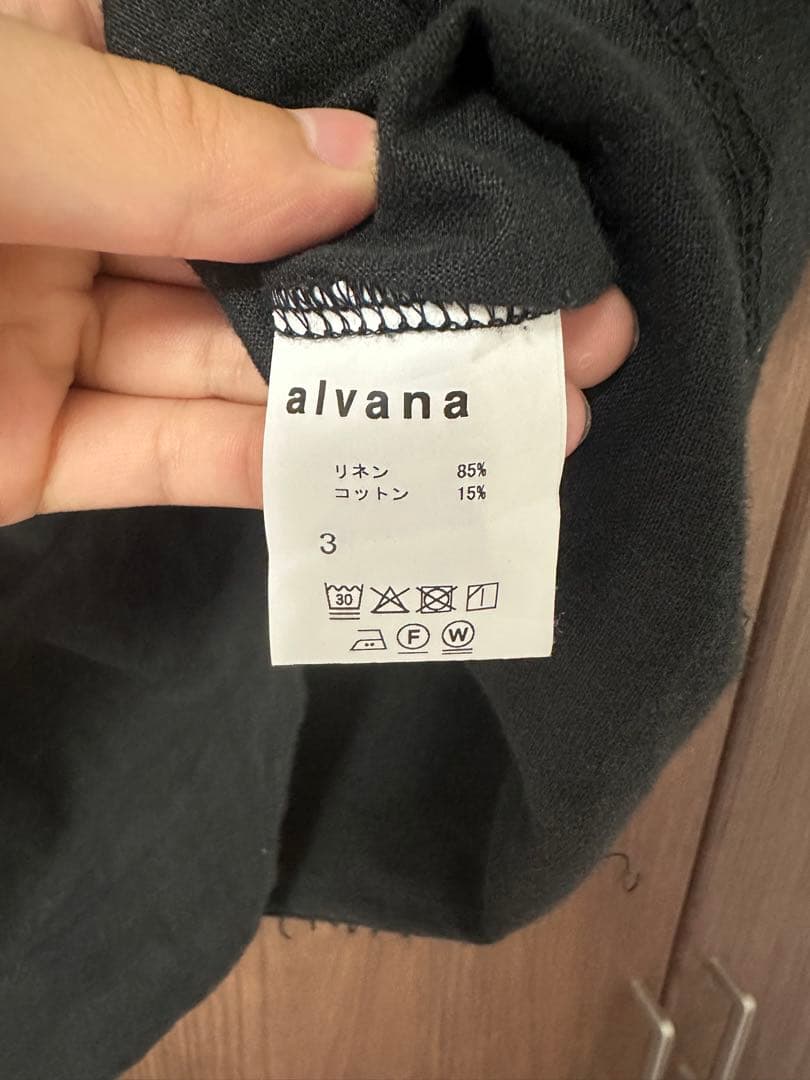 alvana 黒 半袖シャツ スキッパーシャツ