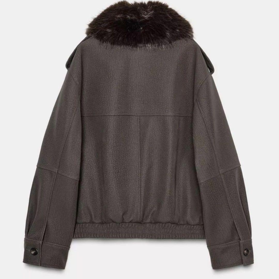 新品☆ザラ☆取り外し可能な襟付きスエード風ジャケット　Ｌ