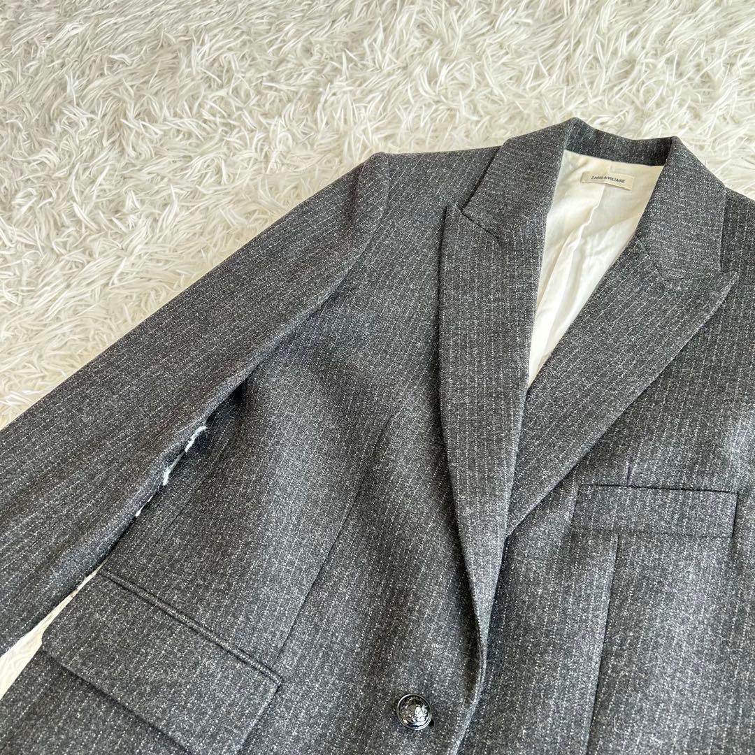 ザディグエヴォルテール　テーラードジャケット　ストライプ　イタリア生地　グレー