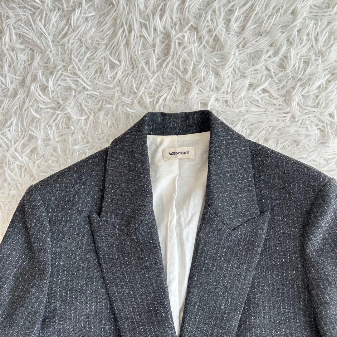 ザディグエヴォルテール　テーラードジャケット　ストライプ　イタリア生地　グレー