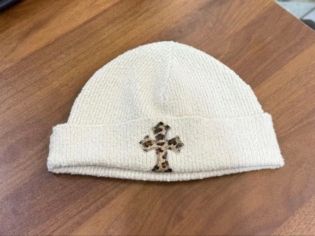 S*e様 美品　chrome hearts ニット帽　レオパード　ホワイト　クロ