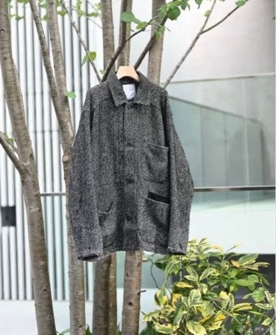 ジャケット・アウター ANCELLM DAMAGE WOOL HERRINGBONE COVERALL