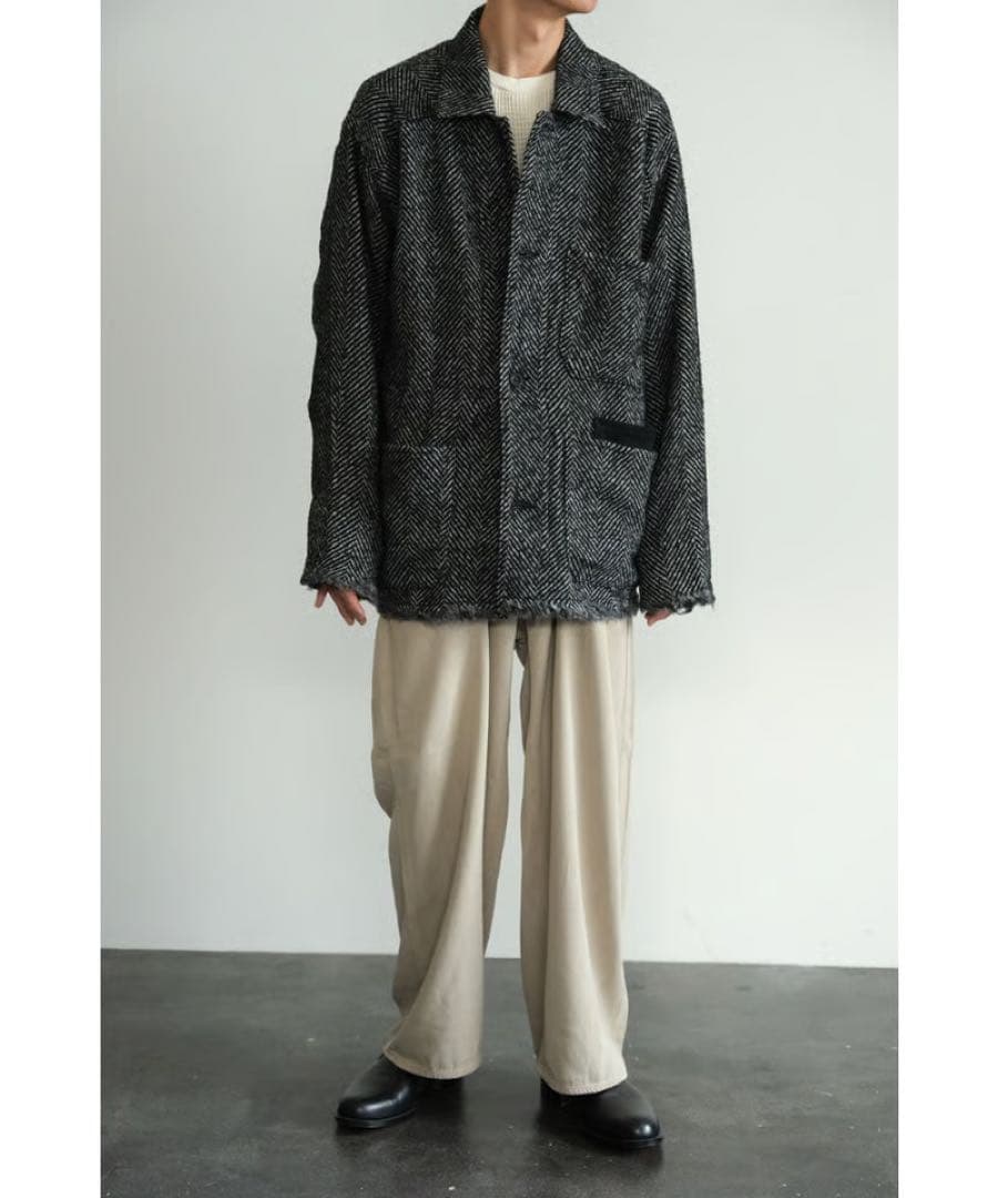 ジャケット・アウター ANCELLM DAMAGE WOOL HERRINGBONE COVERALL