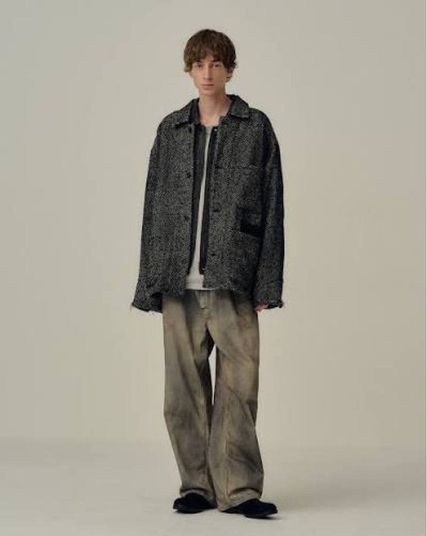 ジャケット・アウター ANCELLM DAMAGE WOOL HERRINGBONE COVERALL