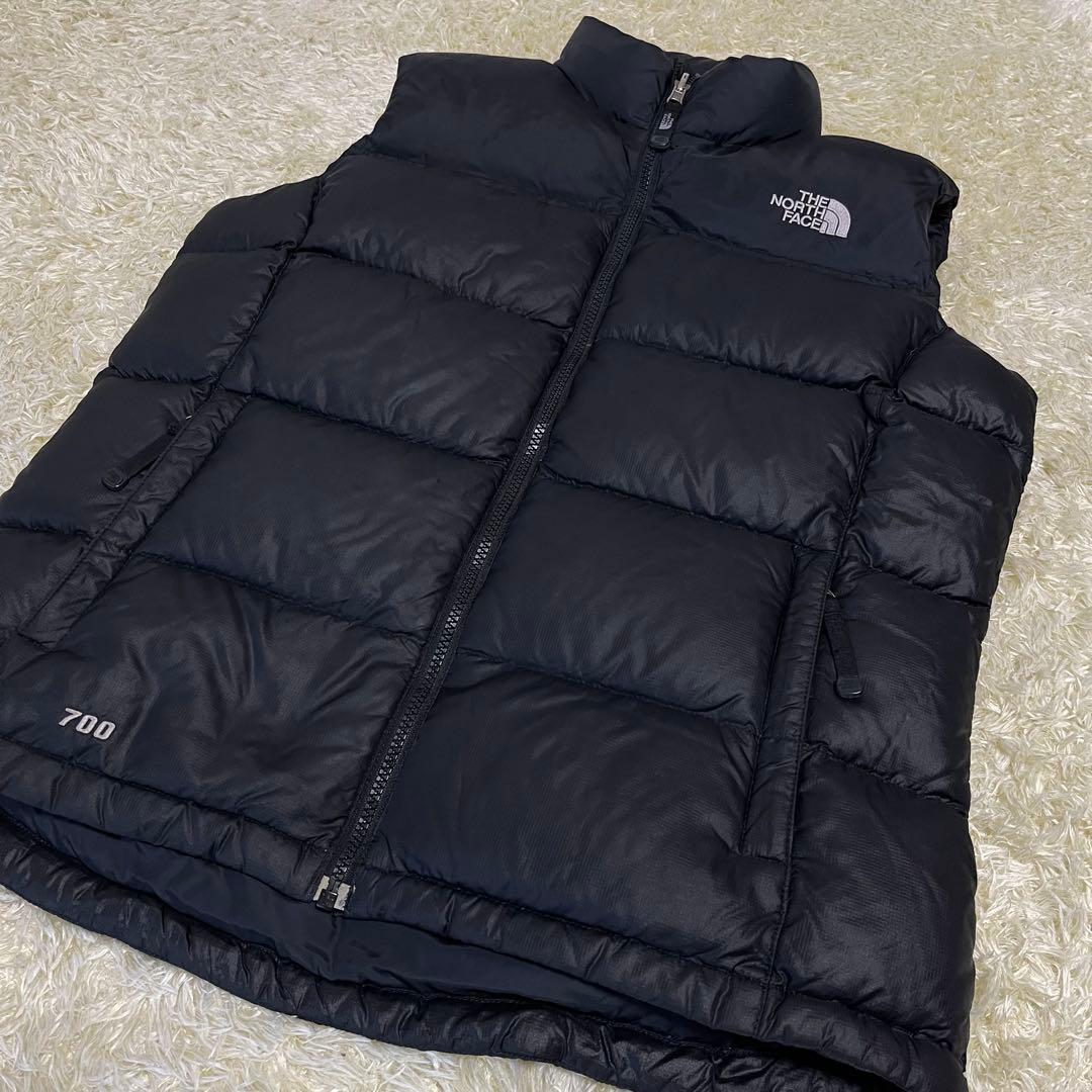 ノースフェイス　ダウンベスト　700フィル　レディースXL　95ブラック黒　古着