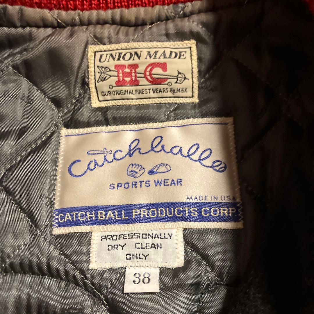 USA製キャッチボールCatchball アワードジャケットサイズ38 黒/赤