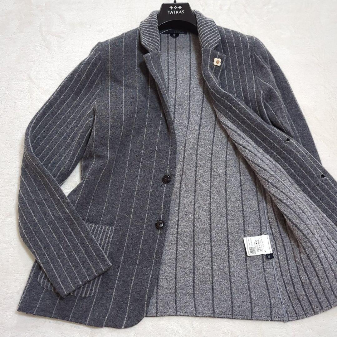 美品 L ラルディーニ ブートニエール ニット テーラードジャケット ストライプ