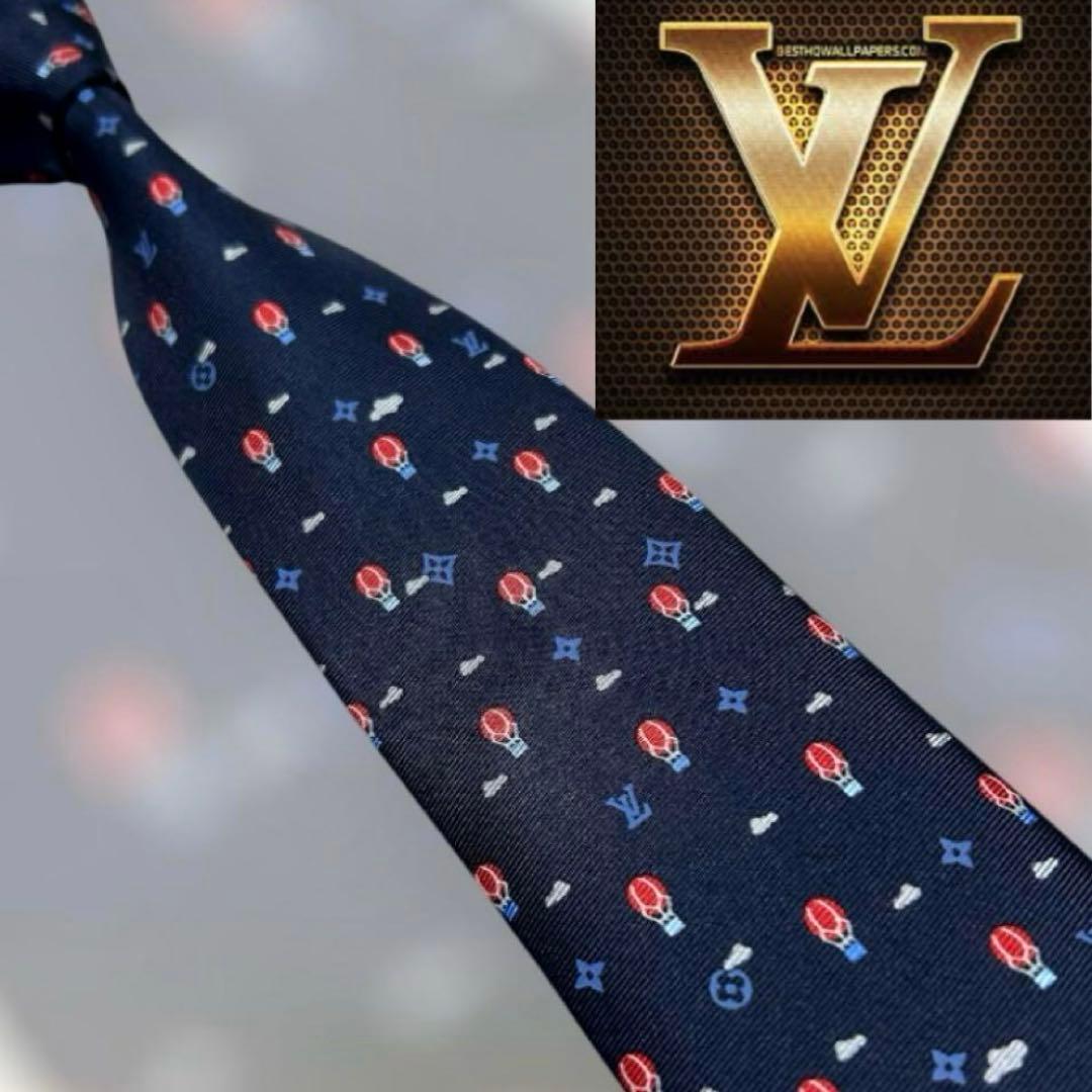 未使用級　世界最高峰ルイヴィトン モノグラム気球バルーン　ネクタイ