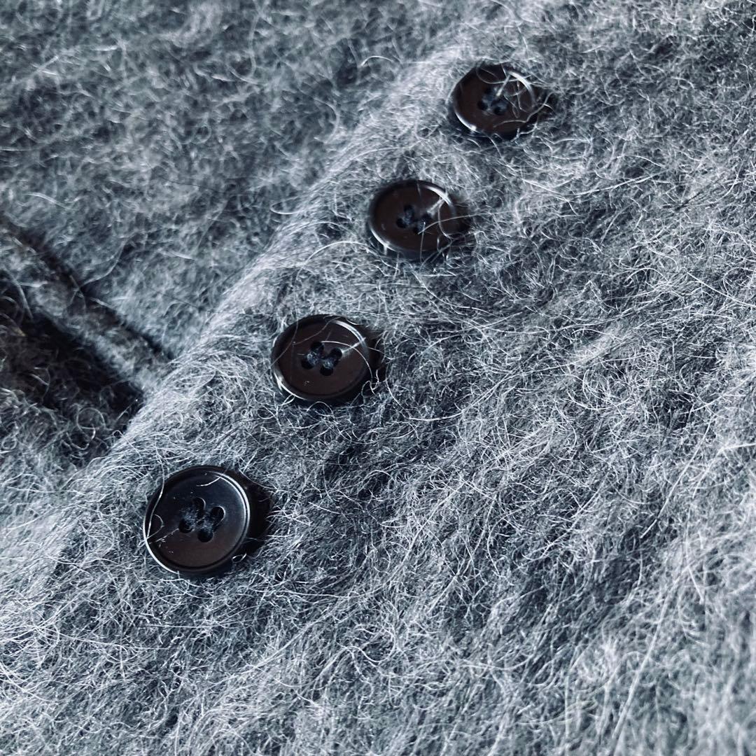 【美品】バースデーバッシュ ウール混 ノーカラー シャギー ジャケット グレー