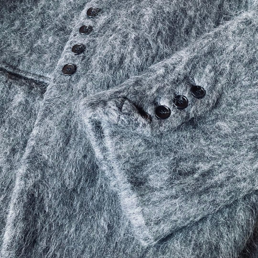 【美品】バースデーバッシュ ウール混 ノーカラー シャギー ジャケット グレー