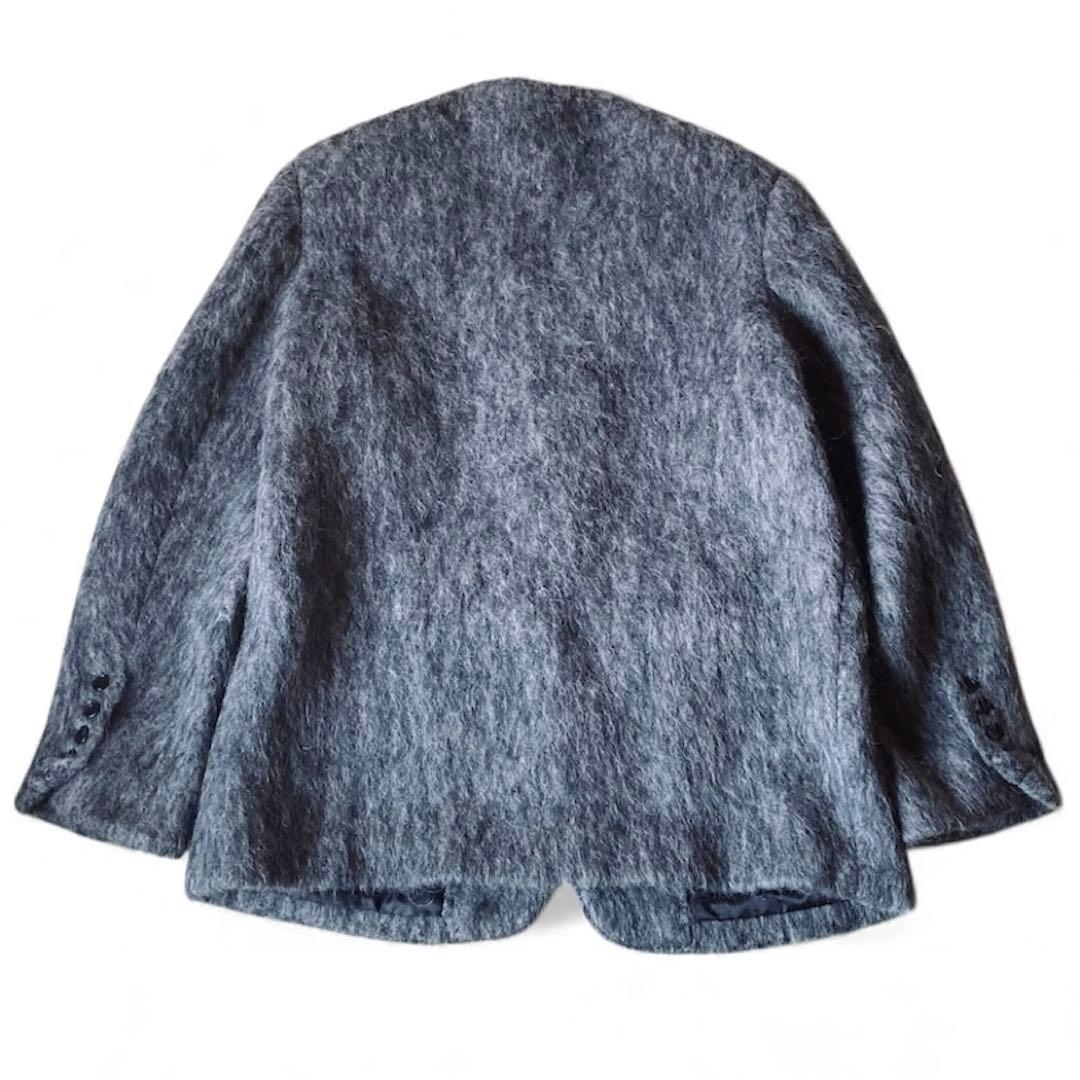 【美品】バースデーバッシュ ウール混 ノーカラー シャギー ジャケット グレー