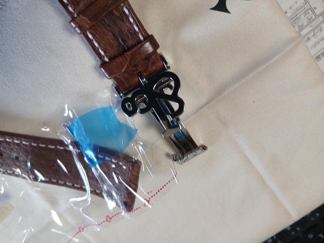 Jacob &co　アリゲーターブラウンレザー 時計ベルト ホワイトステッチ