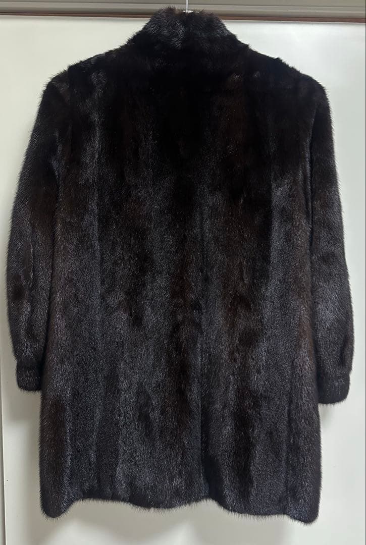 SAGA mink ダークブラウン ファーコート 長袖 13号