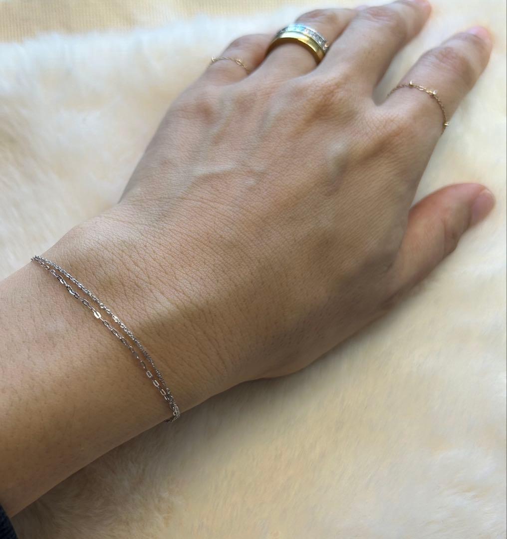 pt850 2連スクリュー＆アズキチェーンブレスレット