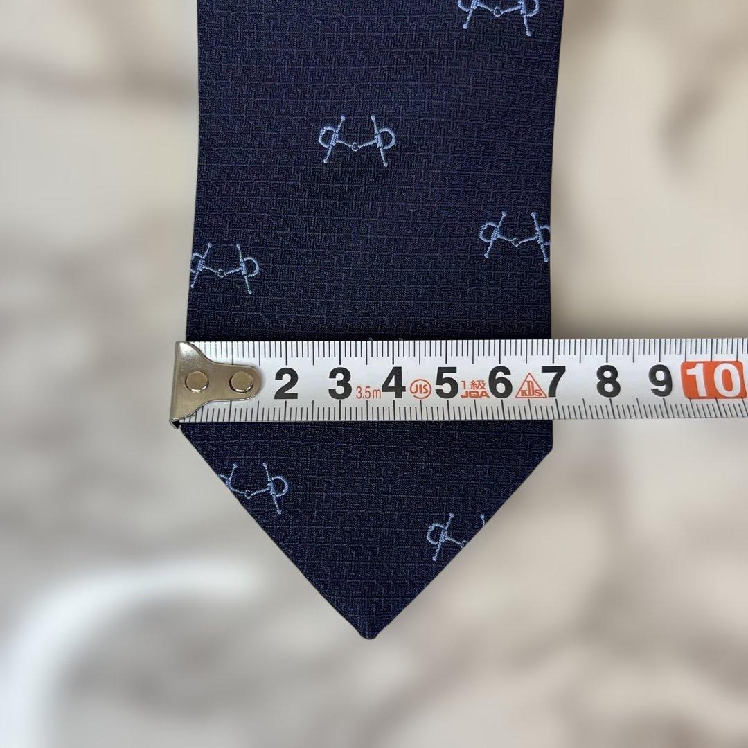 【極美品✨】HERMES ネクタイ　シェーヌ・ダンクル柄　ファソネ　ネイビー　紺