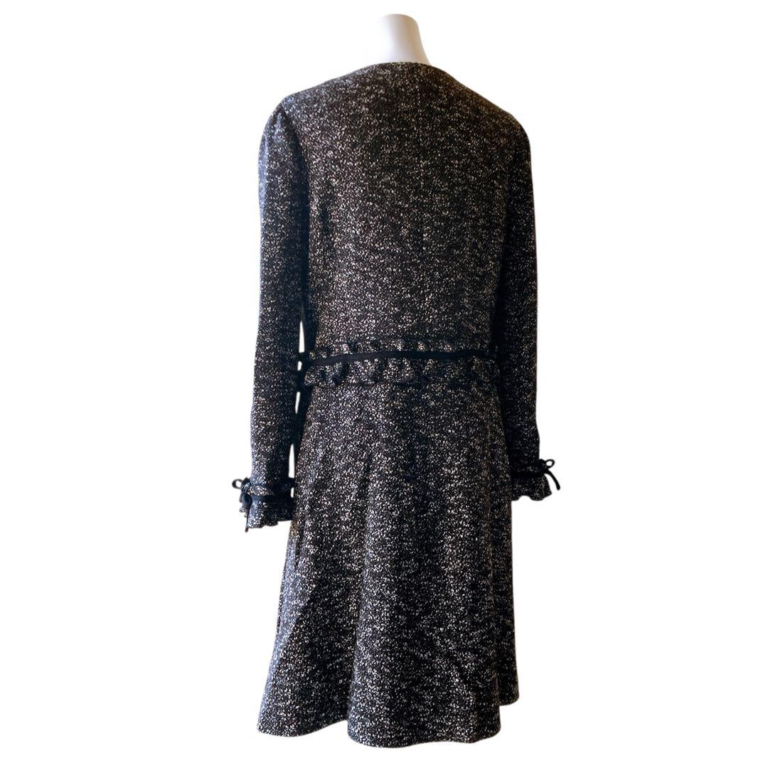 エムズグレイシー ロングコート ツィード ノーカラー フリル リボン 40