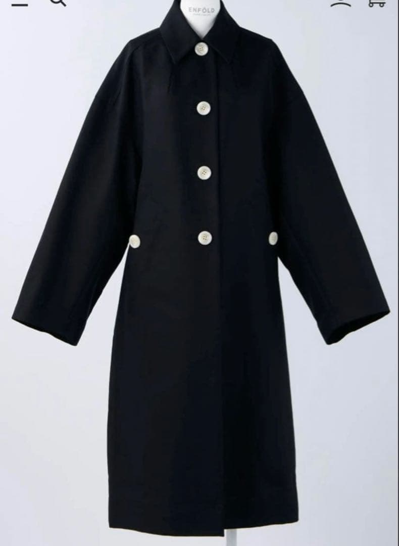 エンフォルド SOUTIEN-COLLAR COAT ネイビー　38