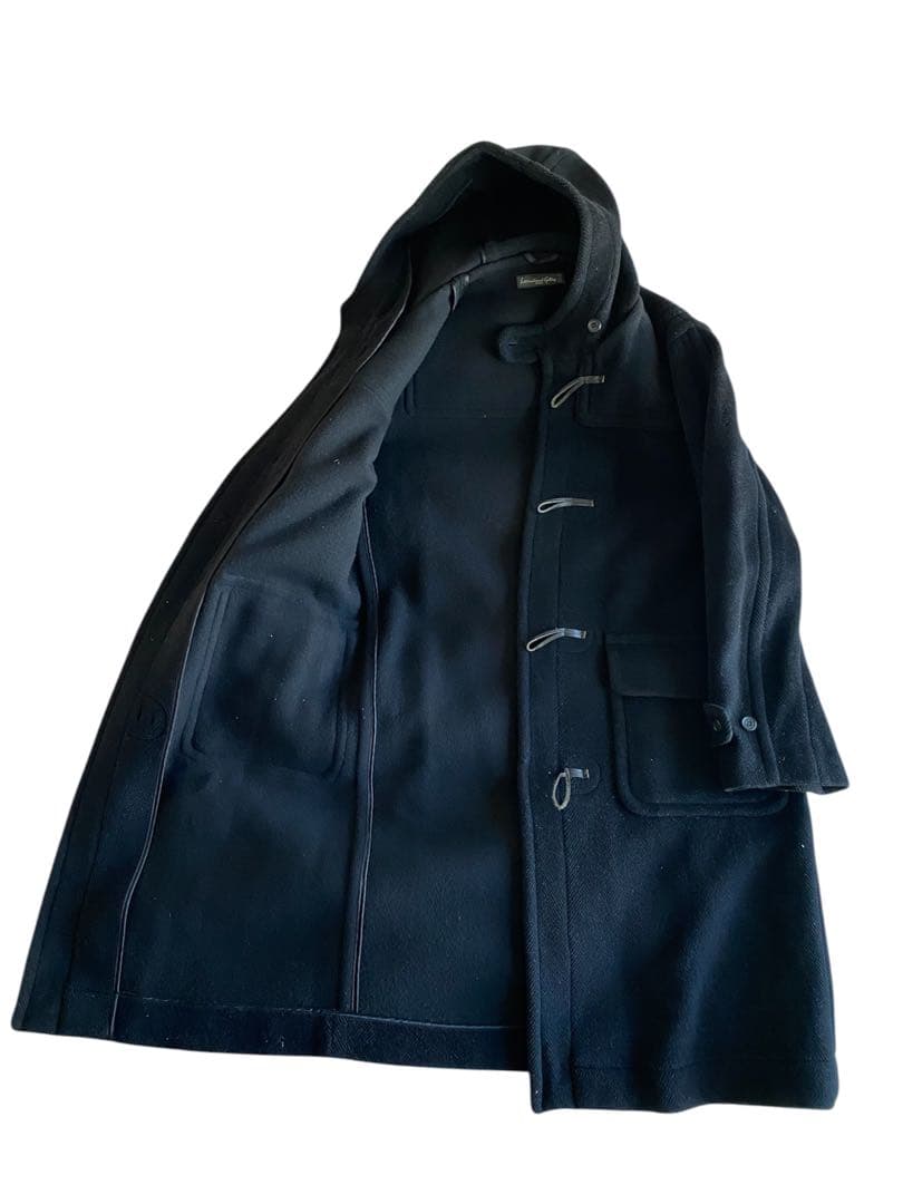 希少moorbrook生地 ヘリンボーンダッフルコート ウール100% ブラック