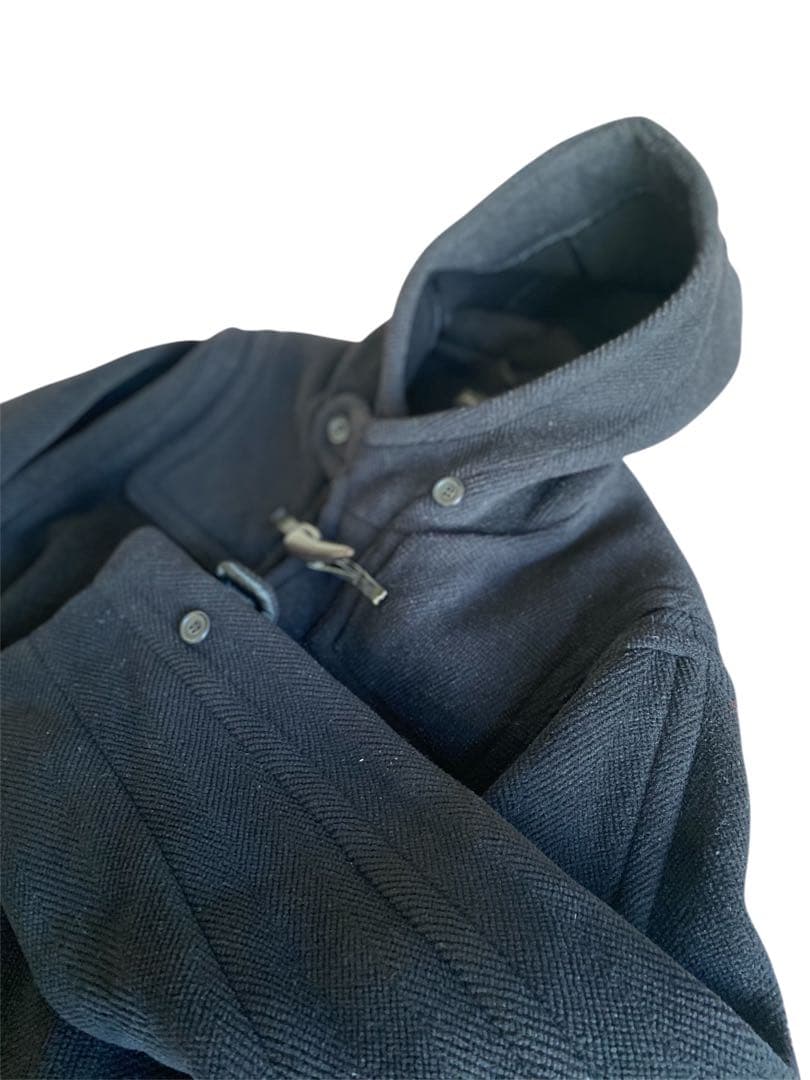 希少moorbrook生地 ヘリンボーンダッフルコート ウール100% ブラック