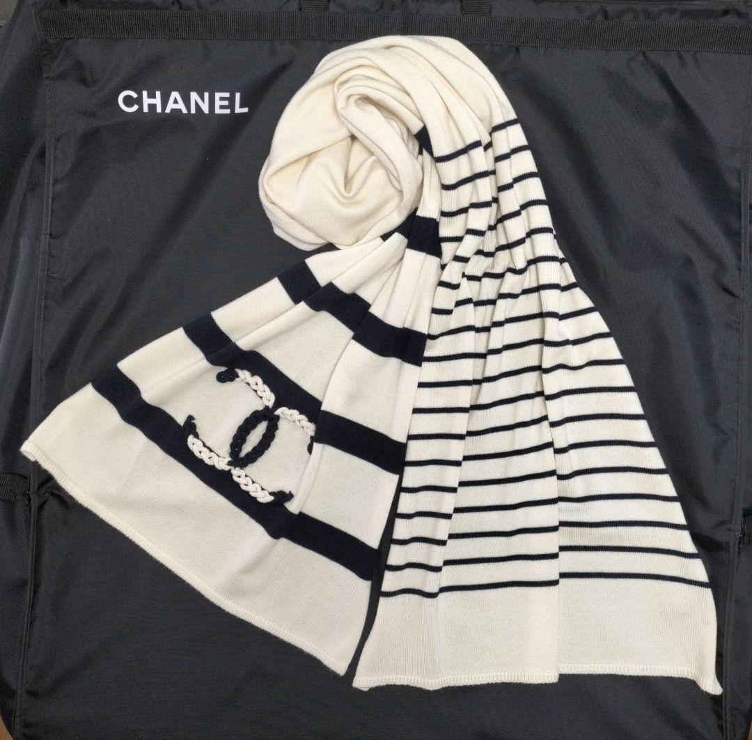 CHANEL ストライプマフラー(箱あり)