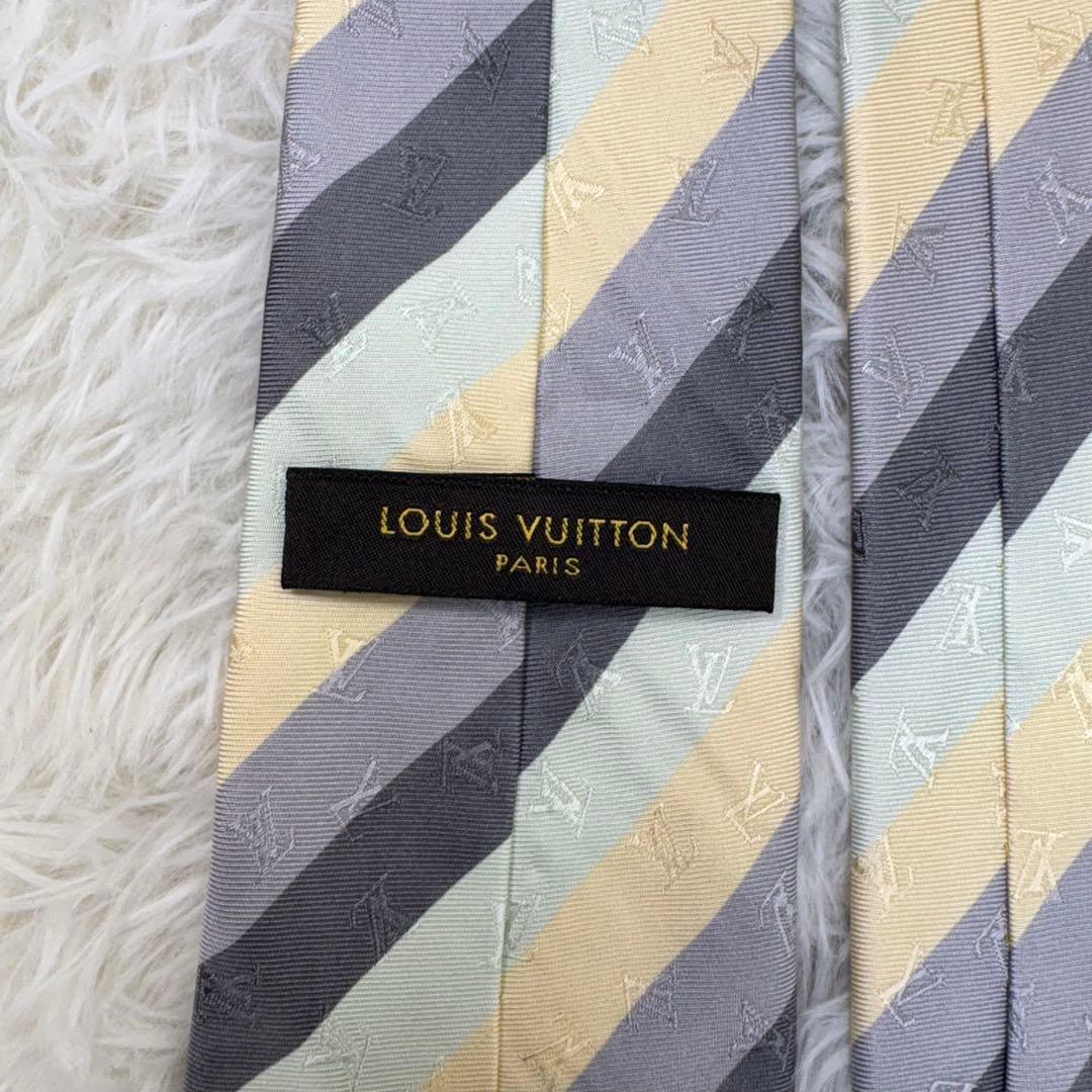 LV ルイヴィトン ストライプ 現行 モノグラム ネクタイ シルク 4色