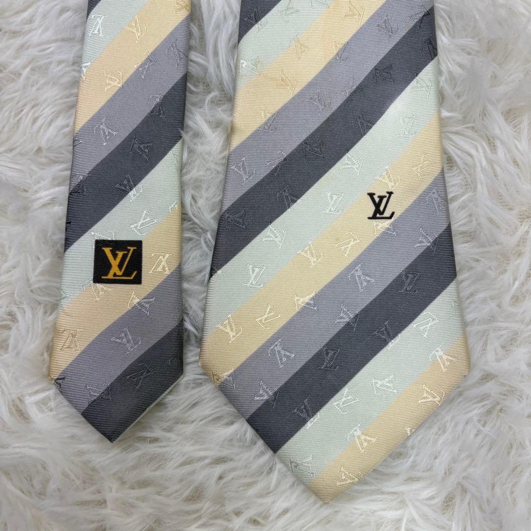 LV ルイヴィトン ストライプ 現行 モノグラム ネクタイ シルク 4色
