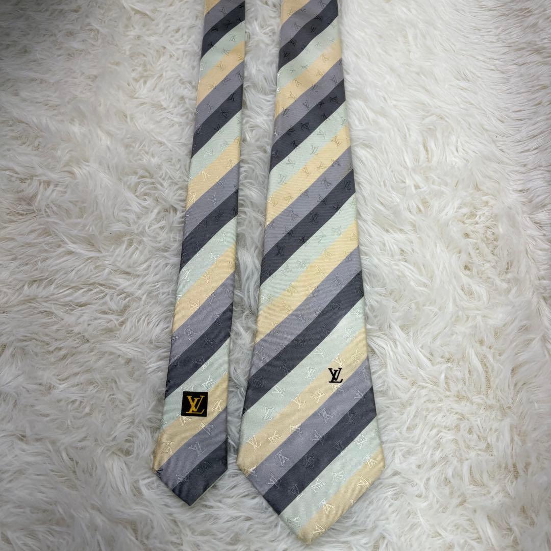 LV ルイヴィトン ストライプ 現行 モノグラム ネクタイ シルク 4色