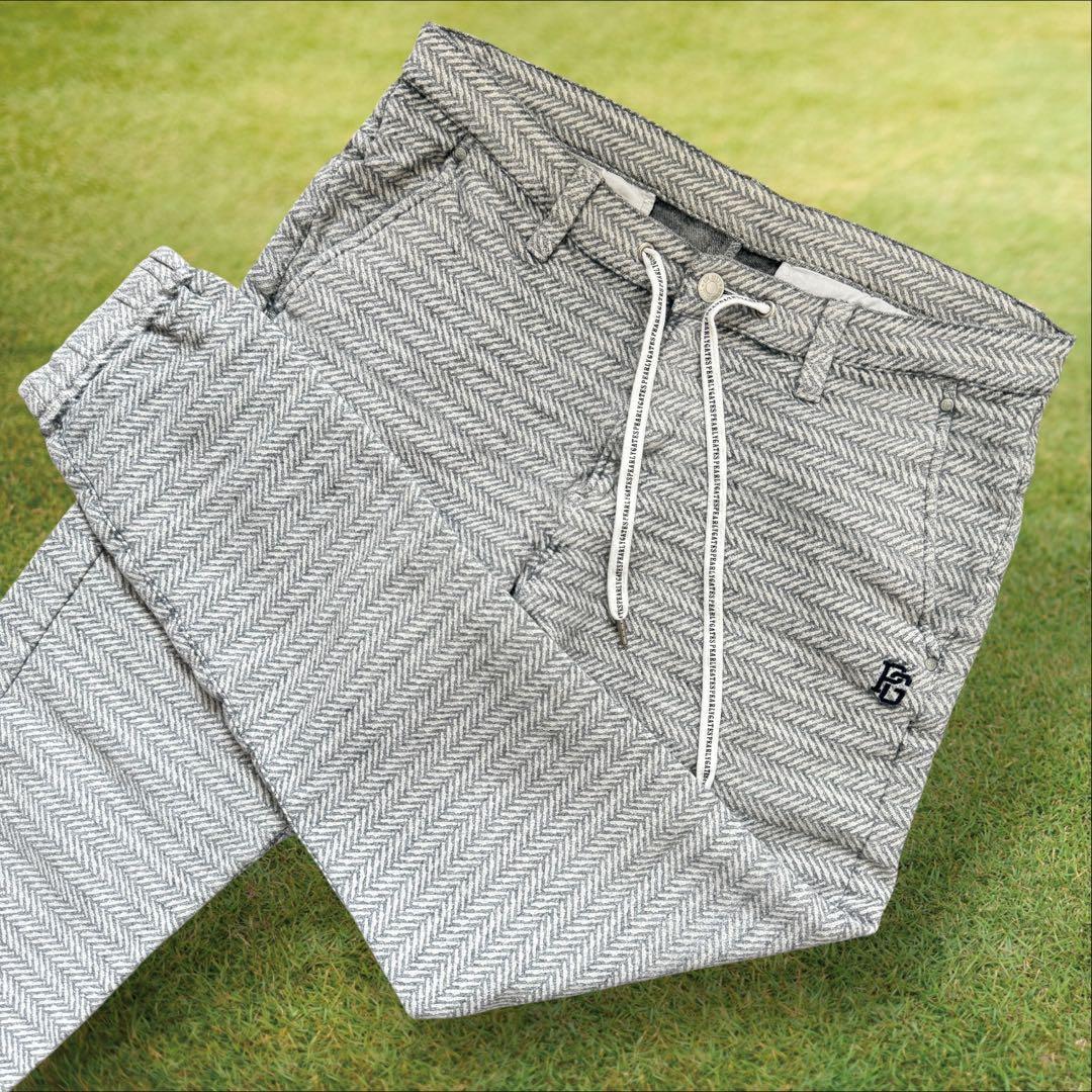 パーリーゲイツ　ジョガーパンツ　L〜XL相当　ウール素材　ツイード　グレー　5