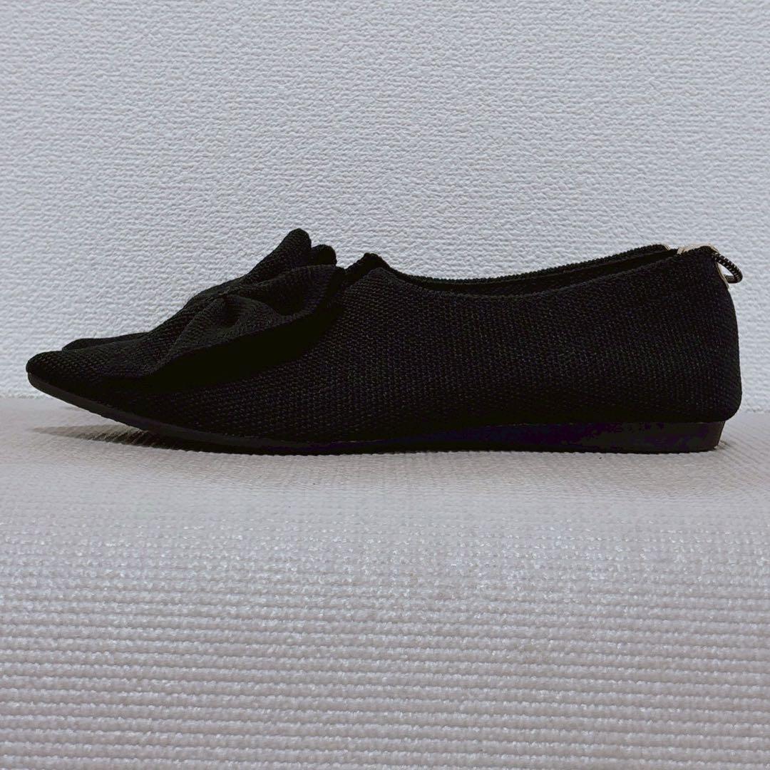 Öffen ブラックリボンポインテッドトゥシューズ 39 ブラック