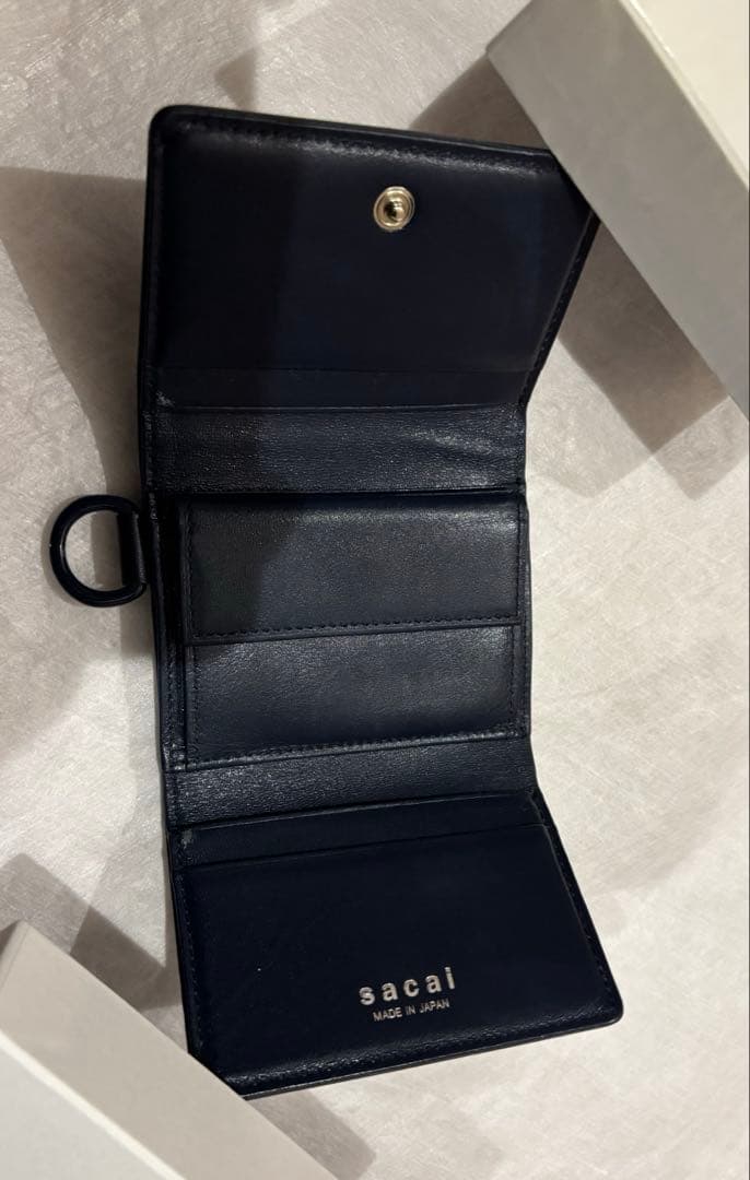 sacai x PORTER / Leather Trifold ネイビー 財布
