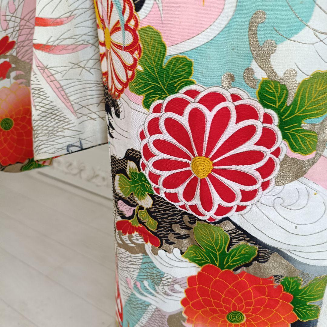 アンティーク白の着物と作り帯