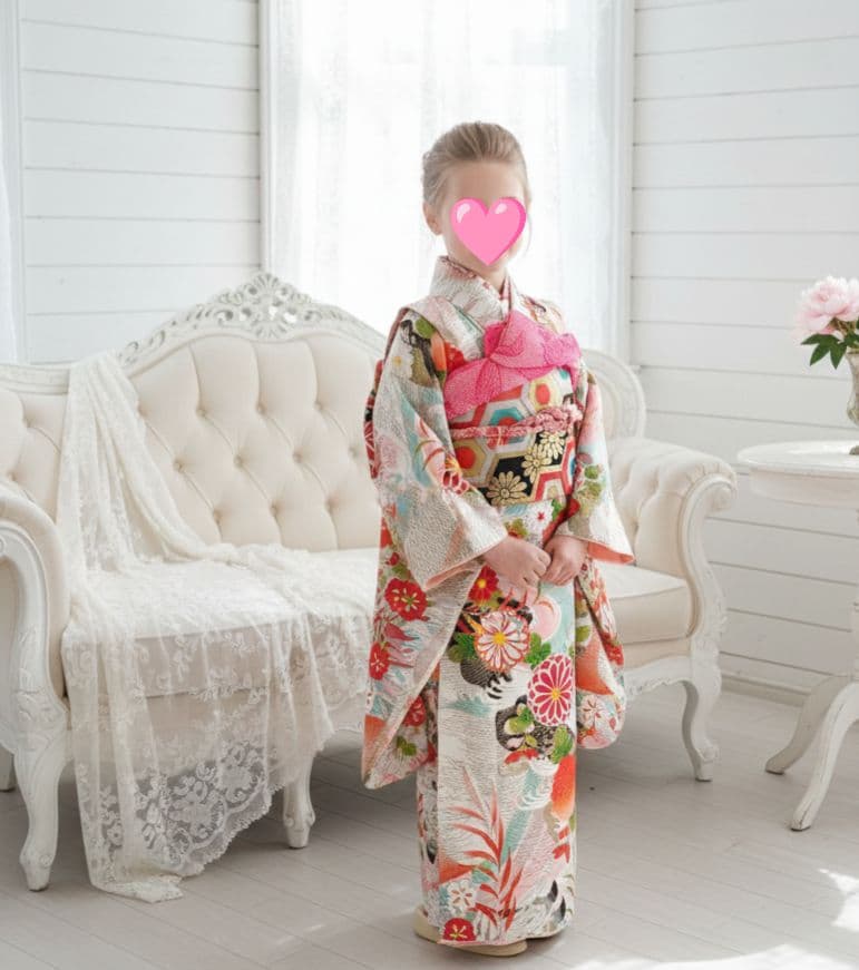 アンティーク白の着物と作り帯