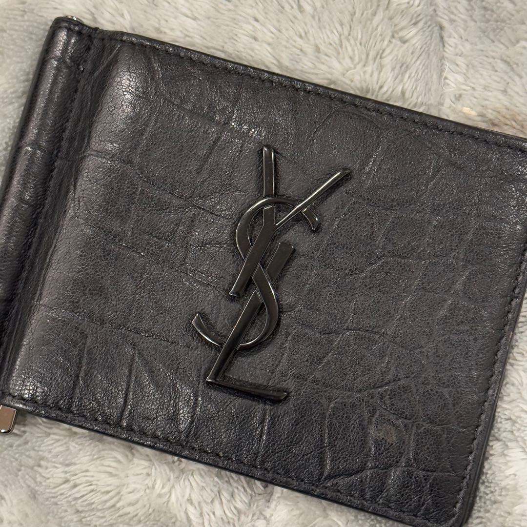 ⭐️極美品⭐️　サンローラン　YSL カサンドラ　クロコ型押し　マネークリップ