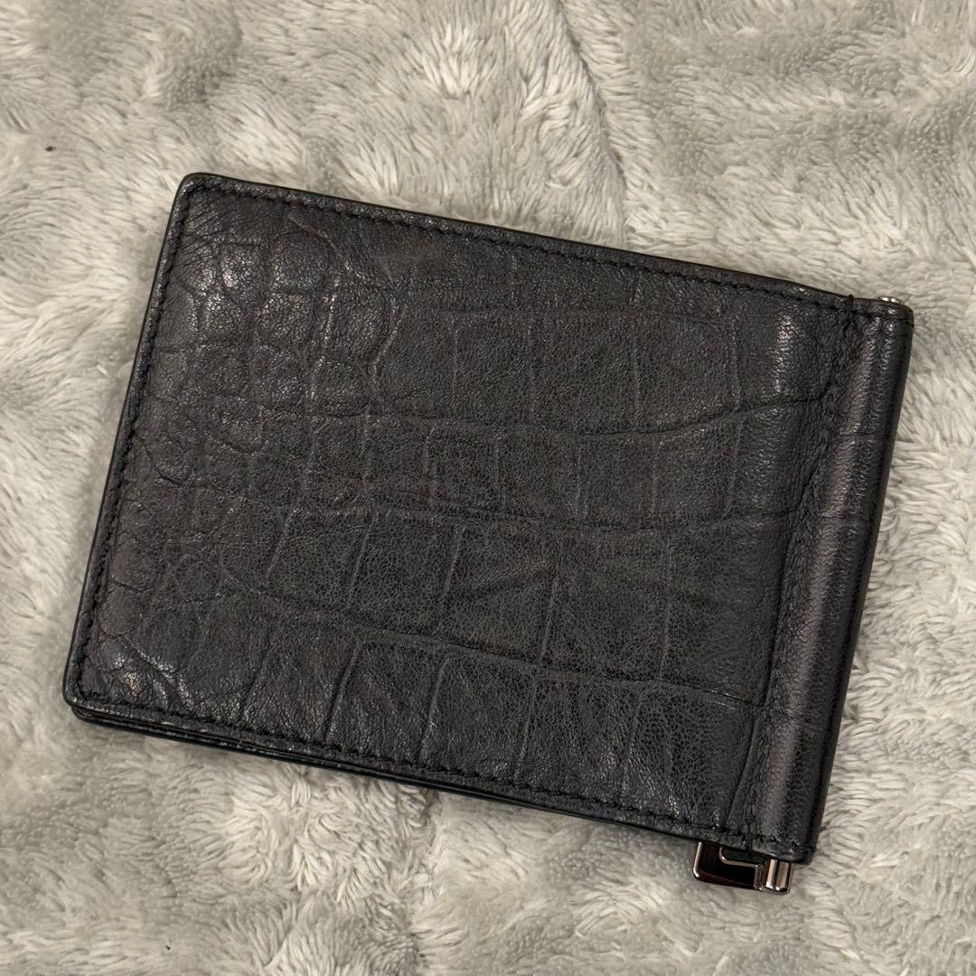 ⭐️極美品⭐️　サンローラン　YSL カサンドラ　クロコ型押し　マネークリップ