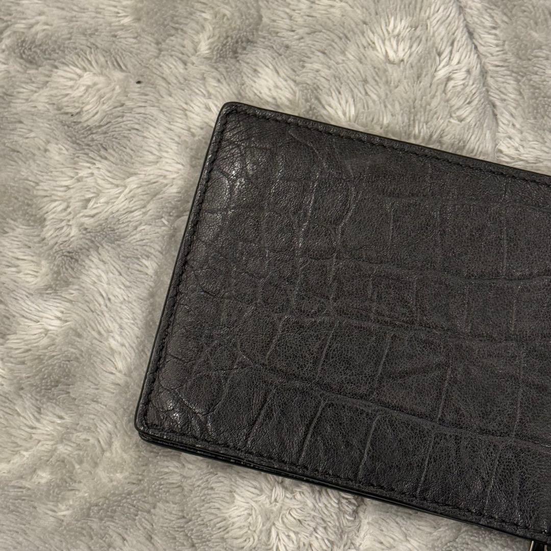 ⭐️極美品⭐️　サンローラン　YSL カサンドラ　クロコ型押し　マネークリップ