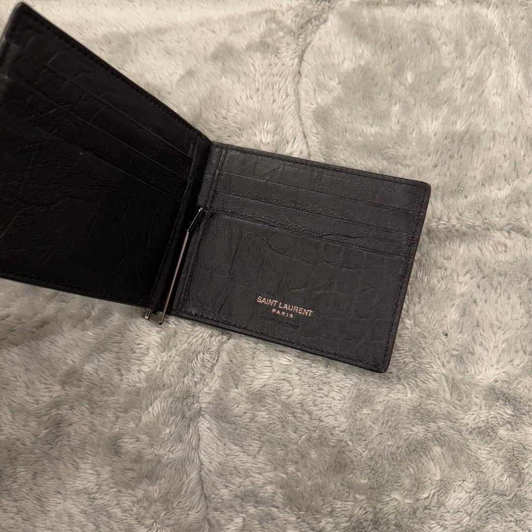 ⭐️極美品⭐️　サンローラン　YSL カサンドラ　クロコ型押し　マネークリップ